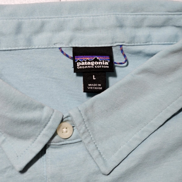 Patagonia Polo Trout Fitz Roy Light Blue Men's Shirt Size Large 52206 - Picture 5 of 9